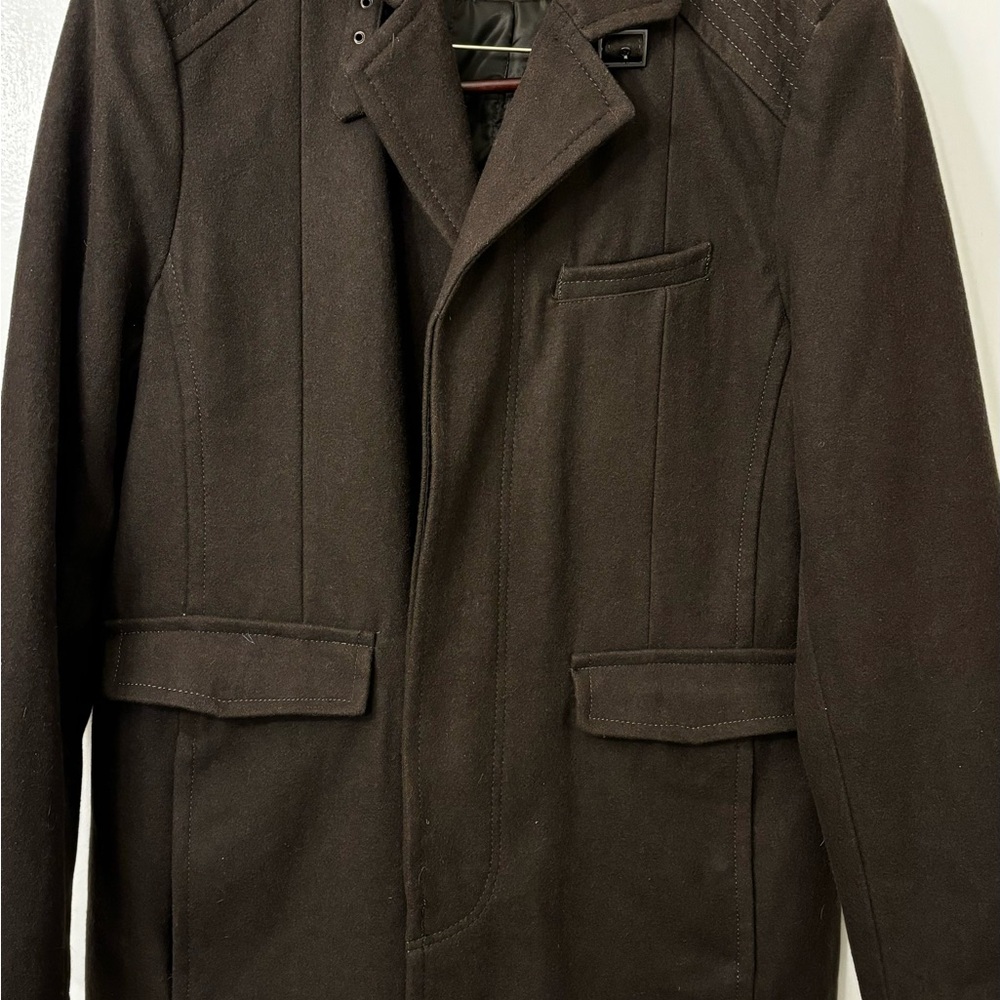 Kenneth Cole Dark Green Wool Three-Button Military Jacket